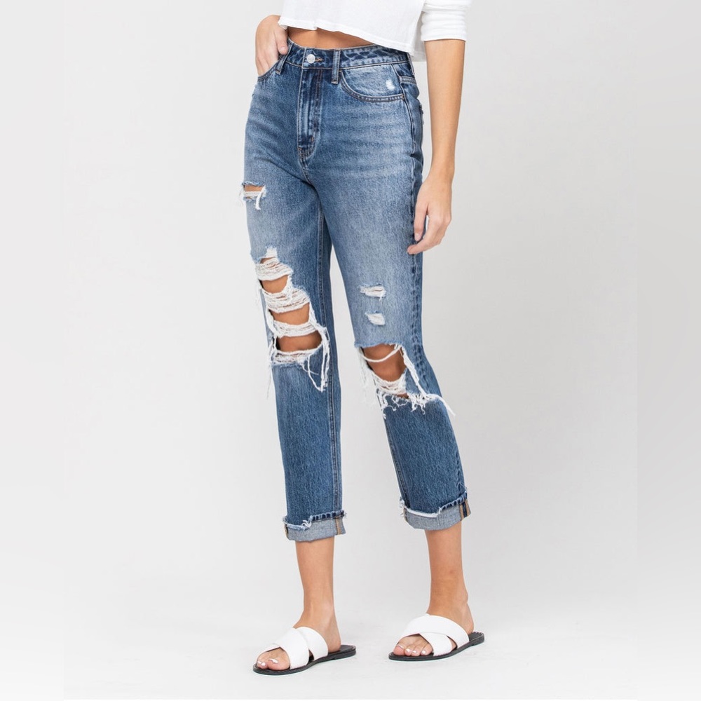Vervet high rise mom denim cropped